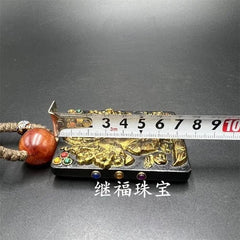 Hongshan Culture Jade Artifact Antique Black Meteorite Gold Gilded Pendant 07FC0E-D4 - KOEEK