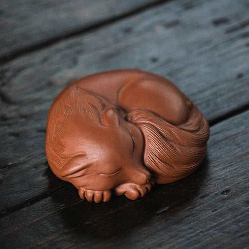 Fox Statue Artware Yixing Zisha Purple Clay Tea Pet Table Garden Decoration 07FC0E-D4 - KOEEK