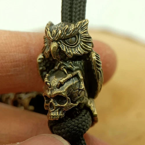 Owl & Skull Brass Bead Parachute Cord Knife Lanyard Pendant DIY Accessories 07FC0E-D4 - KOEEK