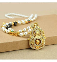 Pearl Imitation Spinning Gourd Pendant Necklace Chinese Style Long Sweater Chain 07FC0E-D4 - KOEEK