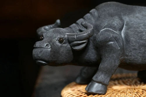 3" Chinese Yixing Zisha Tea Pet Handmade Boutique Ox Statue Home Decoration 07FC0E-D4 - KOEEK