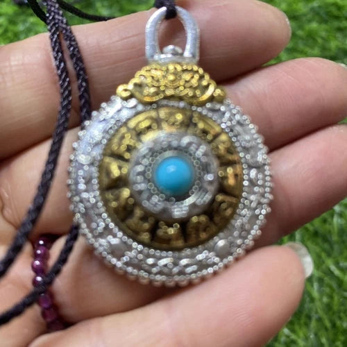 Tibetan Silver Mantra Spinner Pendant Keychain Bag Charm Ornament 42x32x17mm 07FC0E-D4 - KOEEK
