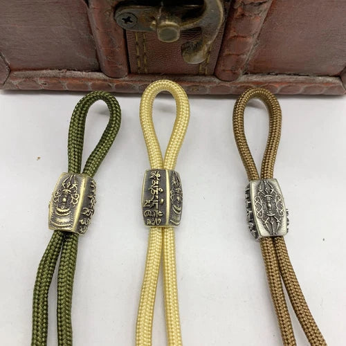 Six Characters Paracord Bead Brass Knife Handle Lanyard Pendant DIY Accessories 07FC0E-D4 - KOEEK