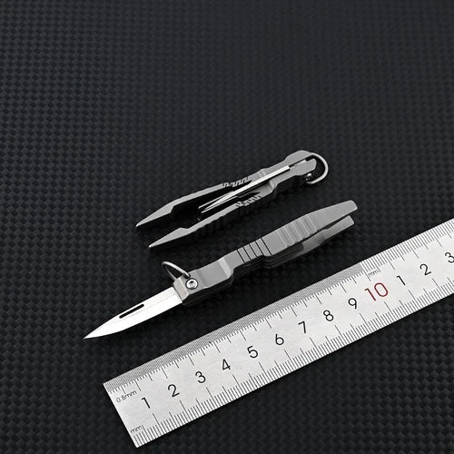 EDC Titanium Alloy Multi Tools Tweezers Opener Pocket Outdoor Folding Knife 07FC0E-D4 - KOEEK