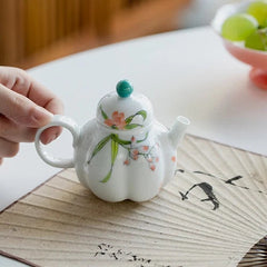 125ml Chinese Pumpkin Pot With Pure Hand-painted Iris Ceramic Teapot Creative 07FC0E-D4 - KOEEK