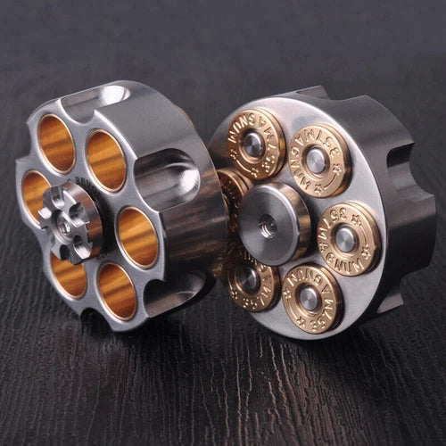 Stainless Steel Revolver Finger Spinner Hand Fidget Pocket EDC ToyTopBullets 07FC0E-D4 - KOEEK