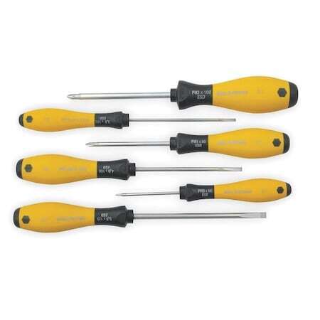 new Wiha 30292 6-piece Slotted and Phillips Screwdriver Set ESD With Finish Grip koeek - KOEEK