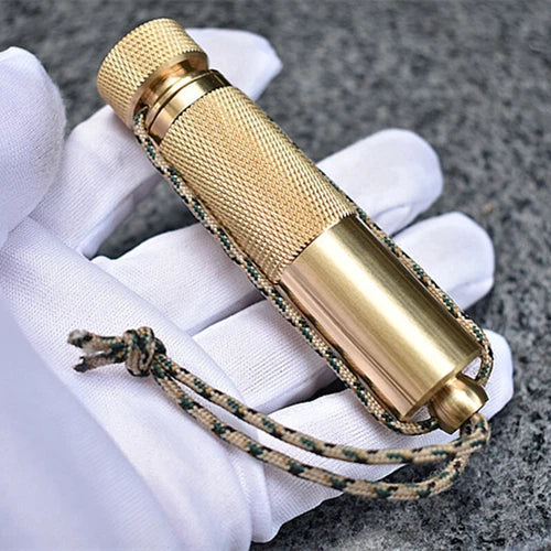 Brass Waterproof Pills Case Container Box Pendant with Compass Multi EDC Tool 07FC0E-D4 - KOEEK