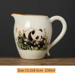 Ru Kiln Ceramic Fair Cup Tea Strainer Hand-painted Panda Tea Caddy 07FC0E-D4 - KOEEK