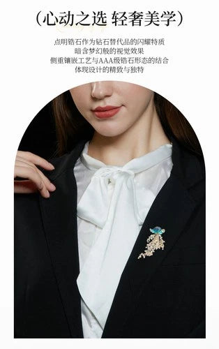 Jellyfish Brooch Zircon Inlaid Creative Luxury Pin Clothing Accessory 07FC0E-D4 - KOEEK
