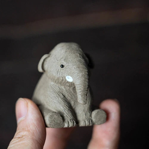 4.6cm Elephant Statue Small Table Decoration Yixing Zisha Purple Clay Tea Pet 07FC0E-D4 - KOEEK