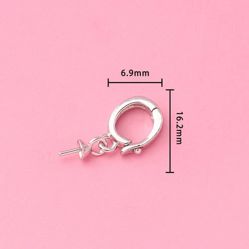 Sterling Silver Pearl Pendant Hinged Clasp Bail Connector with Eye Pin A5282 07FC0E-D4 - KOEEK