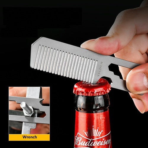 Titanium Hair Beared Comb Anti Static Pocket Multi Tool Bottle Opener Wrench EDC 07FC0E-D4 - KOEEK