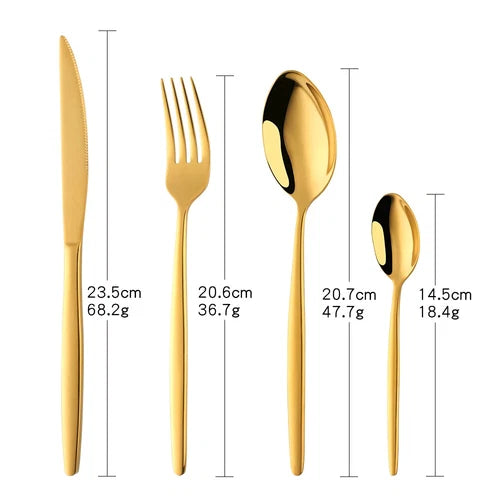 Rainbow Flatware Set Gold Cutlery Sets Stainless Steel Dinnerware Set 07FC0E-D4 - KOEEK