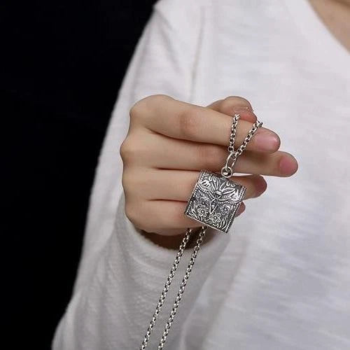 Openable Plum Blossom Money Bag Pendant Vintage Handbag Creative Box Necklace 07FC0E-D4 - KOEEK