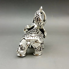 Asian Collectable Tibet Silver Hand Carved Luck Coin Elephant Pendant 07FC0E-D4 - KOEEK