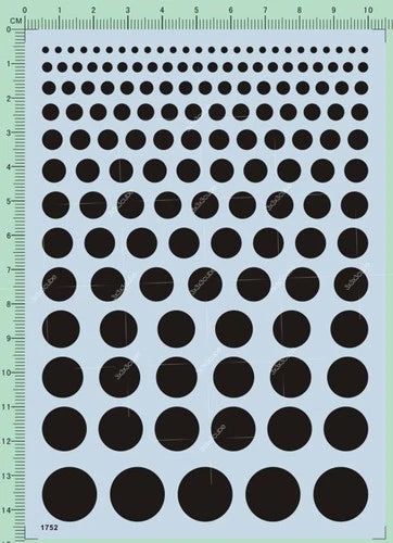 2-16mm Diameter Round Dot Military Markings Car Model Water Slide Decal Black 07FC0E-D4 - KOEEK