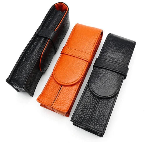 Leather Fountain Pen Case 2 Pen Holder Case Pouch 07FC0E-D4 - KOEEK