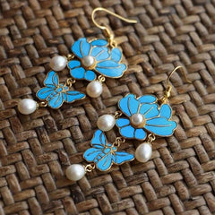Butterfly Flower Earrings Chinese Style Hanfu Vintage Ethnic Jewelry 07FC0E-D4 - KOEEK