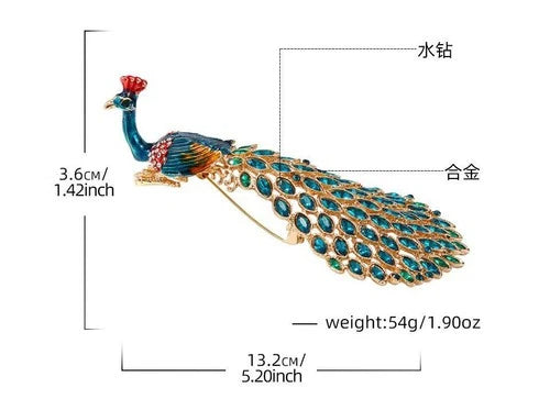Peacock Phoenix Brooch Vintage Rhinestone Pin Coat Jacket Jewelry Accessory 07FC0E-D4 - KOEEK