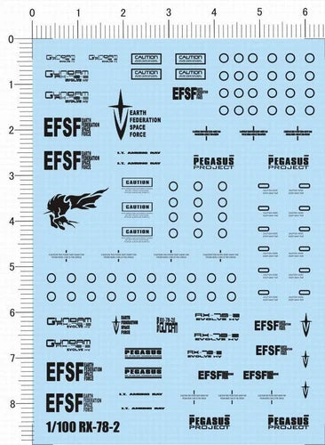 Super Detail Up MG 1/100 Scale RX-78-2 GDM Model Kit Water Slide Decal Black 07FC0E-D4 - KOEEK