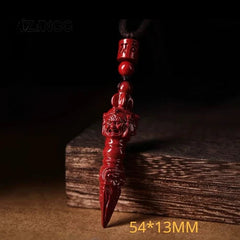 Cinnabar Vajra Pestle Pendant Men Keychain Women Necklace Purple Sand Amulet 07FC0E-D4 - KOEEK