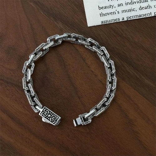 Mens Vintage Bracelet Minimalist Woven Pattern Clasp Style Jewelry 20cm Bracelet 07FC0E-D4 - KOEEK