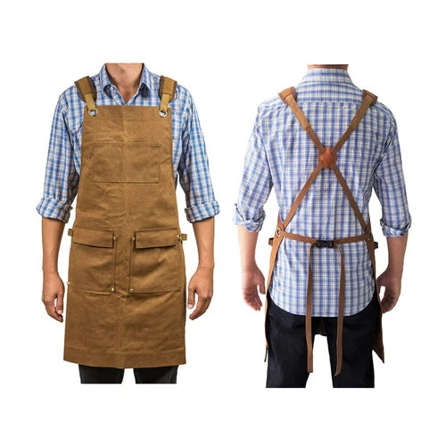 Men's Apron Thick Canvas Apron Carpenter Electrician Garden Work Dress Apron 07FC0E-D4 - KOEEK
