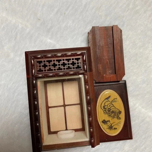 Vintage Zhang Shenglin Redwood Bamboo Cricket Cage 72x40x30mm 07FC0E-D4 - KOEEK