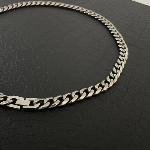 Pure Titanium Necklace 10.5mm Grinding Six Faced Cuban Chain Anti Allergy 23.6" 07FC0E-D4 - KOEEK