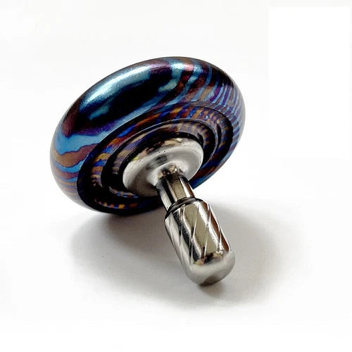 EDC Titanium Damascus Spinning Top Multicolor Desktop Fidget Toy High End Gift 07FC0E-D4 - KOEEK