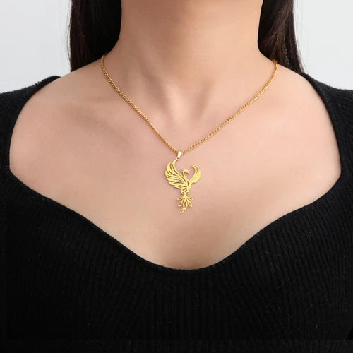 Phoenix Pendant Necklace Stainless Steel Amulet Jewelry Gift 07FC0E-D4 - KOEEK