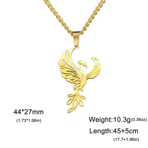 Phoenix Pendant Necklace Stainless Steel Amulet Jewelry Gift 07FC0E-D4 - KOEEK
