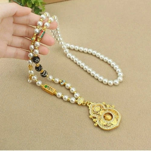 Pearl Imitation Spinning Gourd Pendant Necklace Chinese Style Long Sweater Chain 07FC0E-D4 - KOEEK
