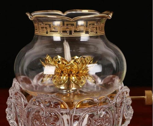 13.5cm Buddhist Butter Lamp Buddha Household Glass Oil Lamp Temple 07FC0E-D4 - KOEEK