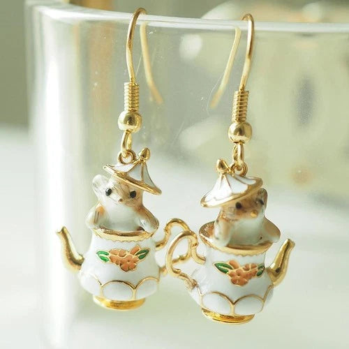 Cartoon Teacup Flower Earrings Cute Fashion Jewelry for Women Collectible 07FC0E-D4 - KOEEK