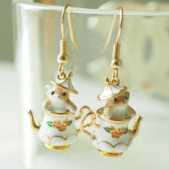 Cartoon Teacup Flower Earrings Cute Fashion Jewelry for Women Collectible 07FC0E-D4 - KOEEK