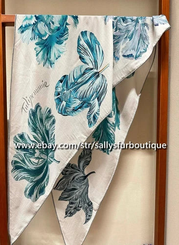 Sallys Cashmere & Silk Wrap Scarf Tulips Print 2 Face Triangle Shawl 190*90cm 07FC0E-D4 - KOEEK