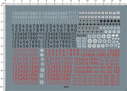 1/100 WWII German 2-4mm Number Character Figure Tank Panzer Markings Water Decal 07FC0E-D4 - KOEEK