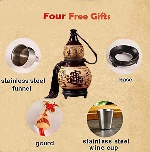 Natural Wine Gourd Outdoor Portable Water Bottle Water Wine Medicine Gourd 07FC0E-D4 - KOEEK