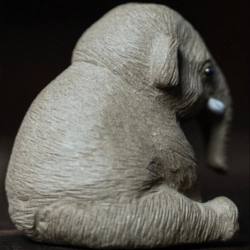 4.6cm Elephant Statue Small Table Decoration Yixing Zisha Purple Clay Tea Pet 07FC0E-D4 - KOEEK