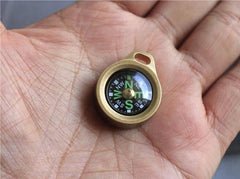 EDC Mini Brass Compass Pocket Survival Compass Keychain Necklace Pendant Outdoor 07FC0E-D4 - KOEEK
