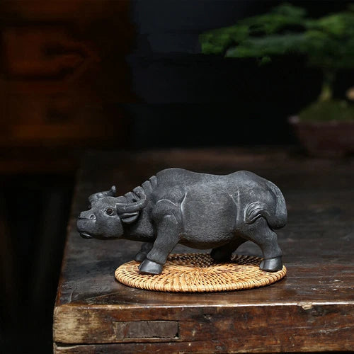 3" Chinese Yixing Zisha Tea Pet Handmade Boutique Ox Statue Home Decoration 07FC0E-D4 - KOEEK