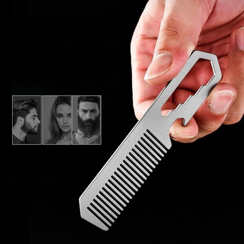 Titanium Hair Beared Comb Anti Static Pocket Multi Tool Bottle Opener Wrench EDC 07FC0E-D4 - KOEEK