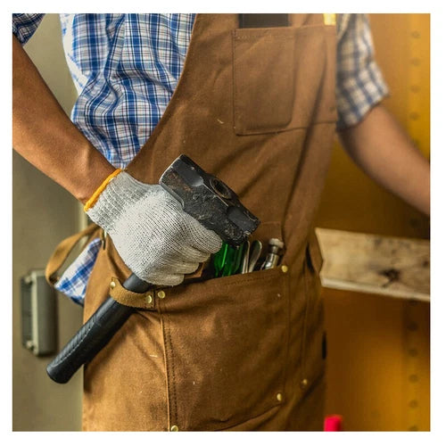 Men's Apron Thick Canvas Apron Carpenter Electrician Garden Work Dress Apron 07FC0E-D4 - KOEEK