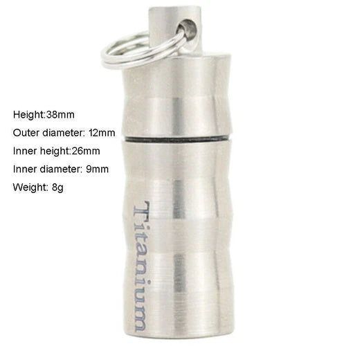 Hot Pure Titanium Waterproof Case Box Pendant EDC Portable Bottle With Keyring 07FC0E-D4 - KOEEK