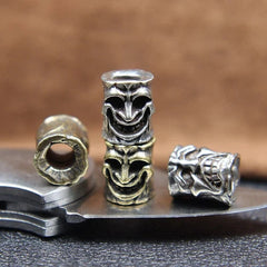 Facial Expressions Smile Angry Sad Face Brass Paracord Bead Lanyard Pendant DIY 07FC0E-D4 - KOEEK