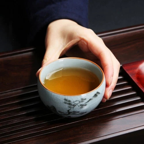 Master Cup Crackle Glaze Ruyao Craft Porcelain Tea Cup Chinese Kungfu Cup 95ml 07FC0E-D4 - KOEEK