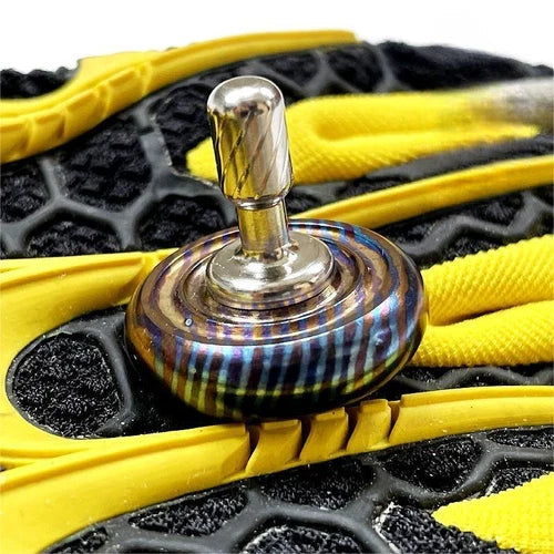 EDC Titanium Damascus Spinning Top Multicolor Desktop Fidget Toy High End Gift 07FC0E-D4 - KOEEK