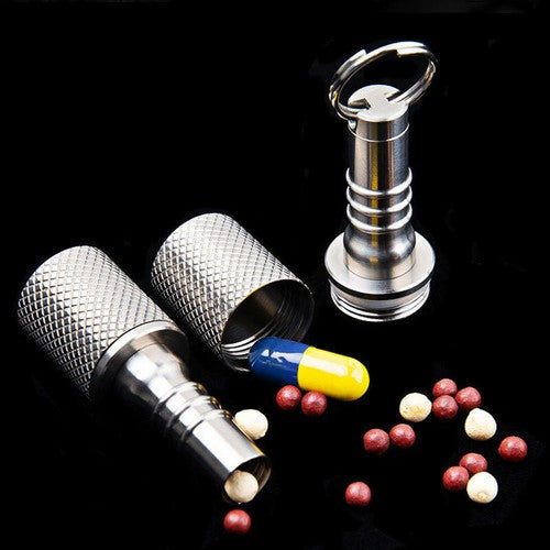 EDC Titanium Portable Keychain Waterproof Box Sealed Container Outdoor Pendant# 07FC0E-D4 - KOEEK